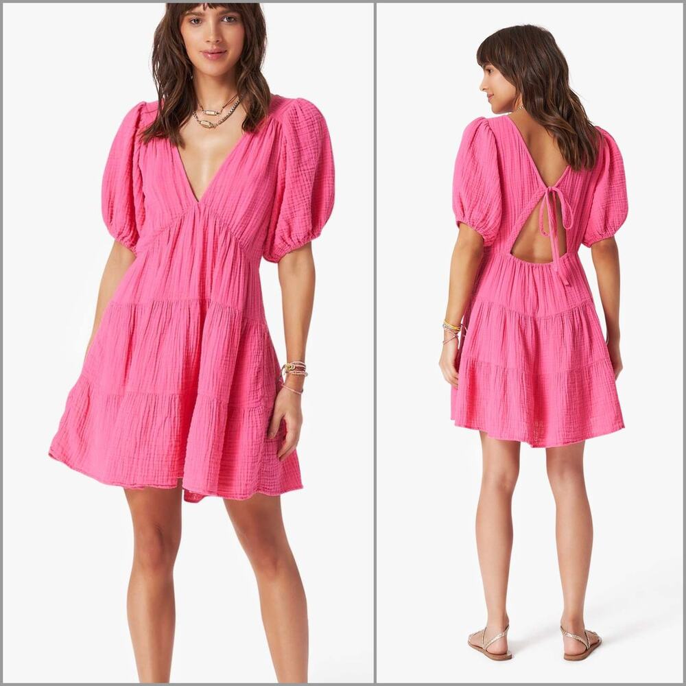XiRENA Nissa Dress in Hot Pink 100% Cotton size Medium